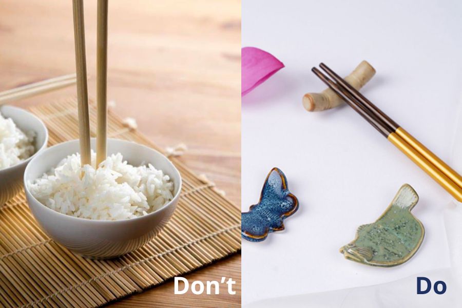 Don’t put your chopsticks upright in the bowl