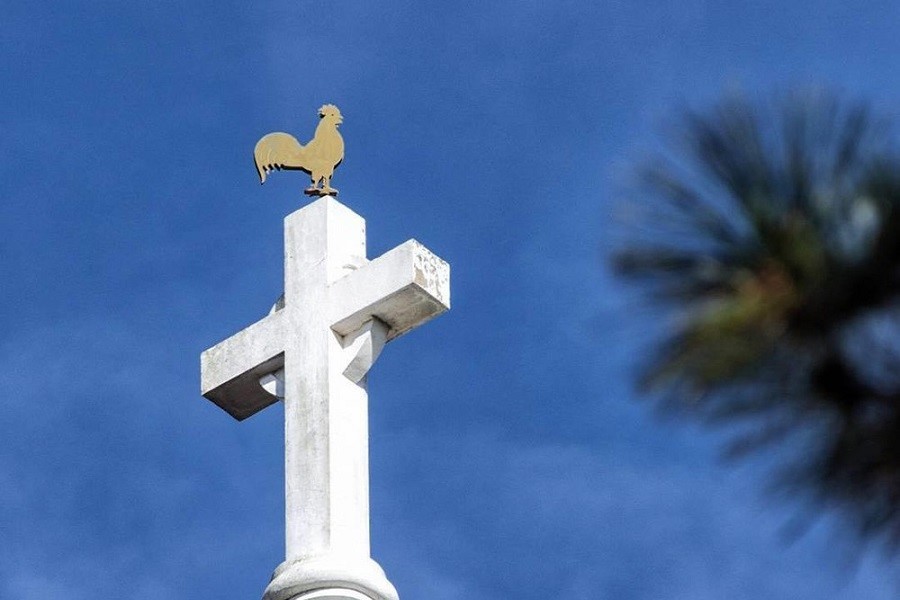 Con Ga Church got its name due to a lightning rod shaped like a rooster that tops its bell tower