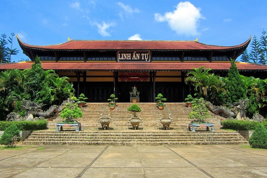 The Main Hall features a classic Eastern architecture with a roof completely covered in brilliant red tiles