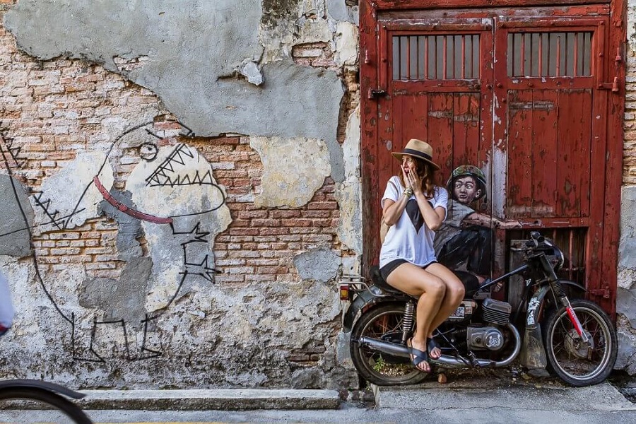Lively murals in every corner are an attractive thing about George Town, Penang