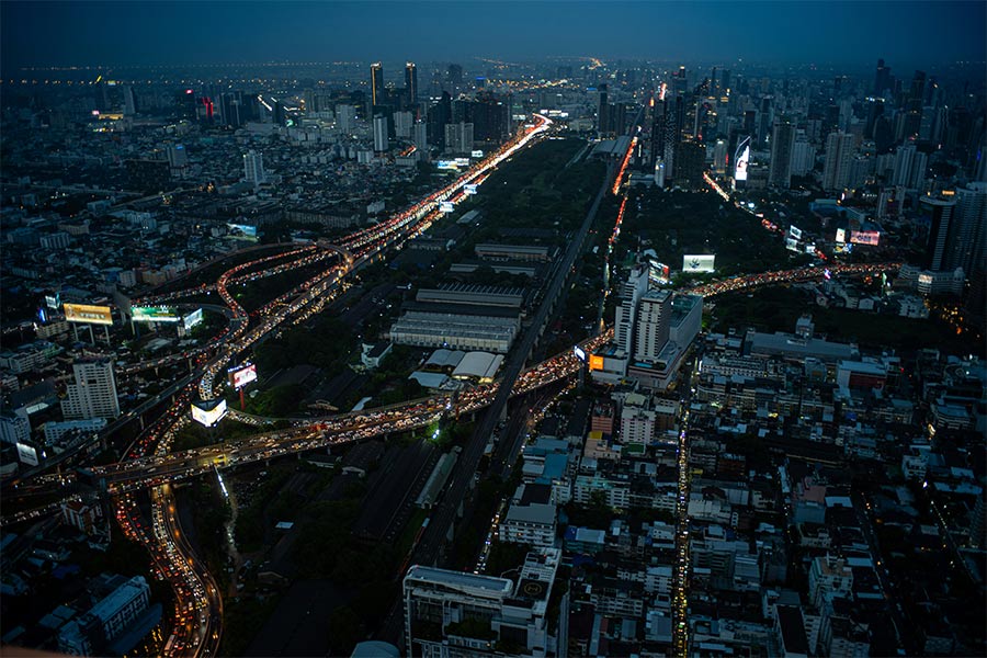 Bustle and hustle Bangkok at night time