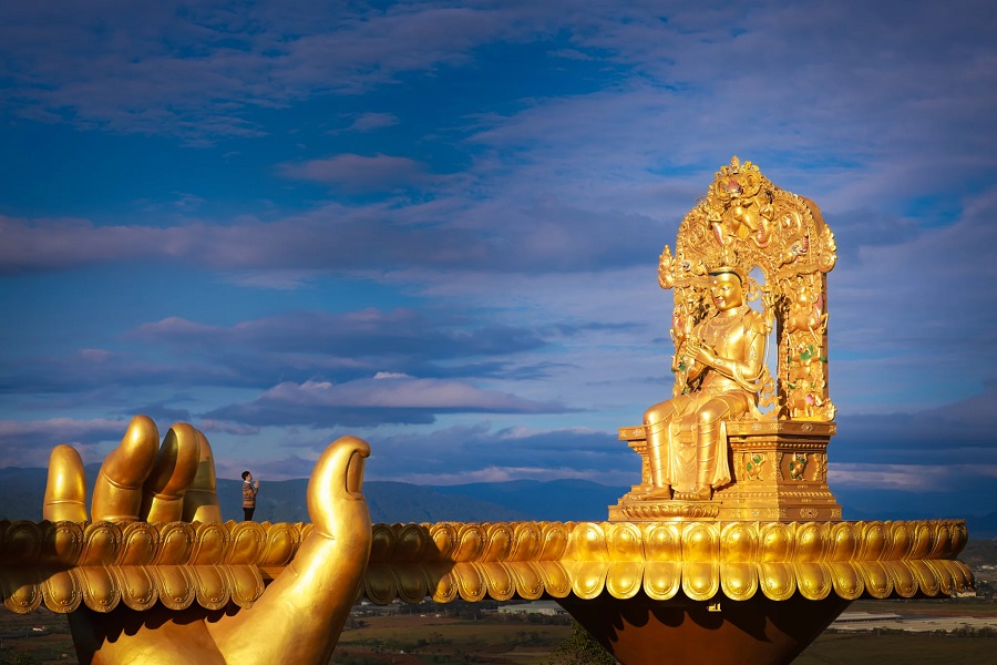 The complex’s architecture is inspired by Vajrayana Buddhist culture