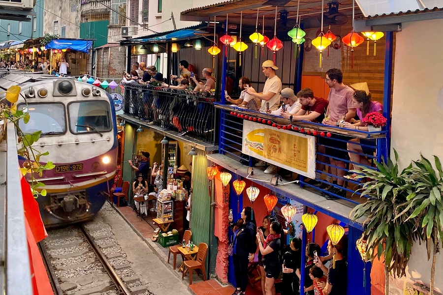 The famous Hanoi Railway Coffee Street