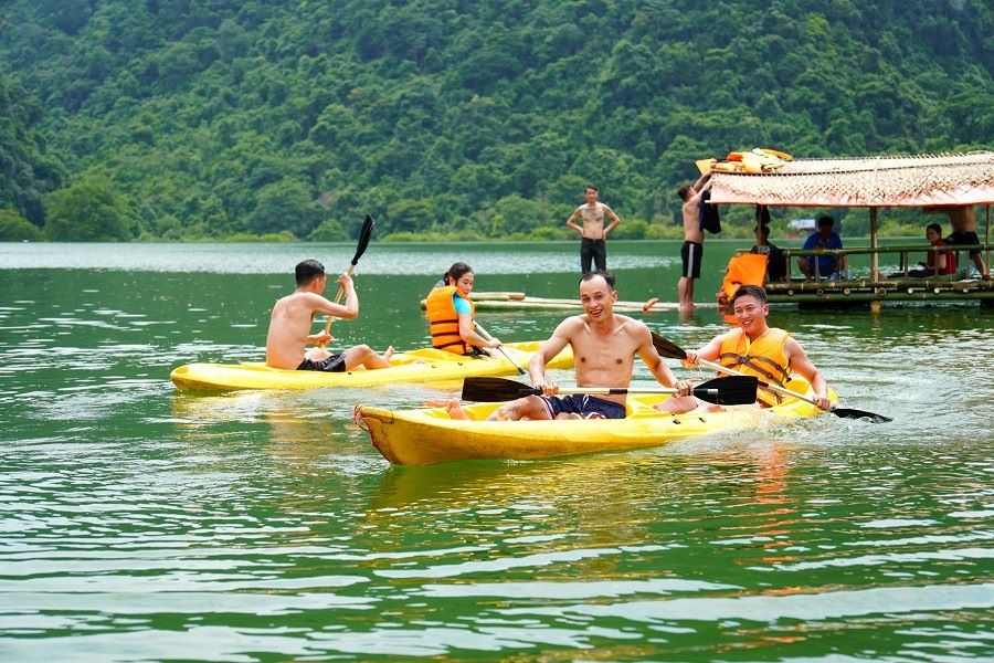 Kayaking is a favored activity in Dong Lam