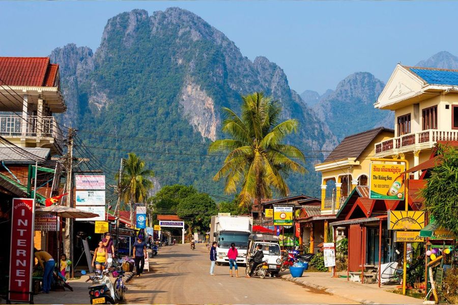 Vang Vieng is a nice place to enjoy Pi Mai Lao