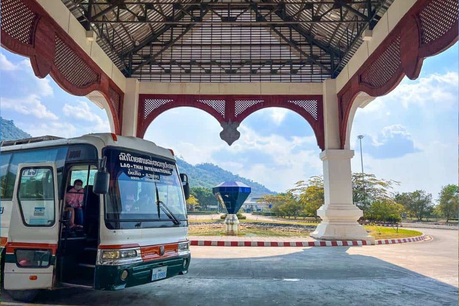 The shuttle across the Friendship Bridge in every Thailand & Laos itinerary