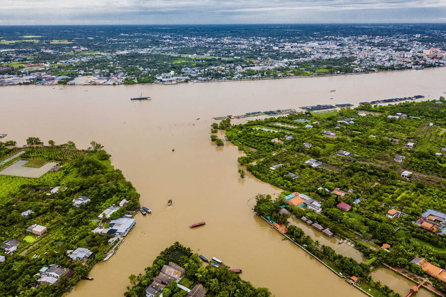 A panoramic view of Cu Lao An Binh island as seen from Vinh Long City