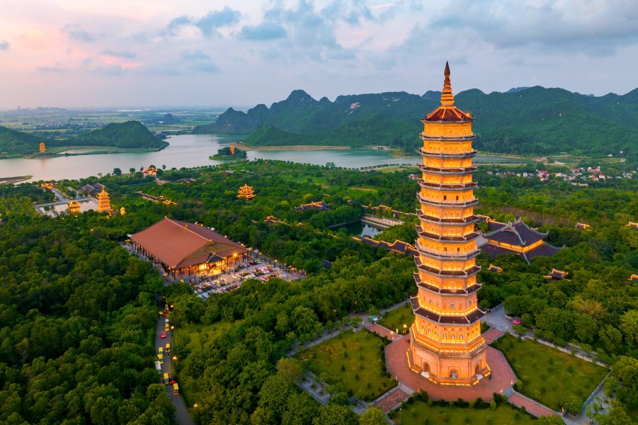 The New Bai Dinh Pagoda is a modern temple complex constructed in the early 2000s