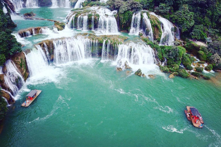 Enjoy the waterfall view from the boat