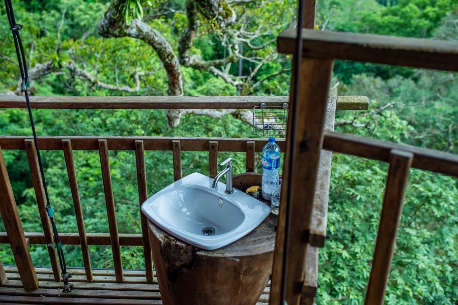 The view from an open shower at the canopy