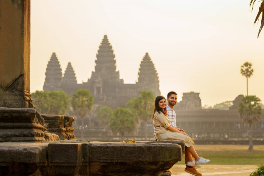 Dawn and dusk are the best times to visit Angkor Wat 