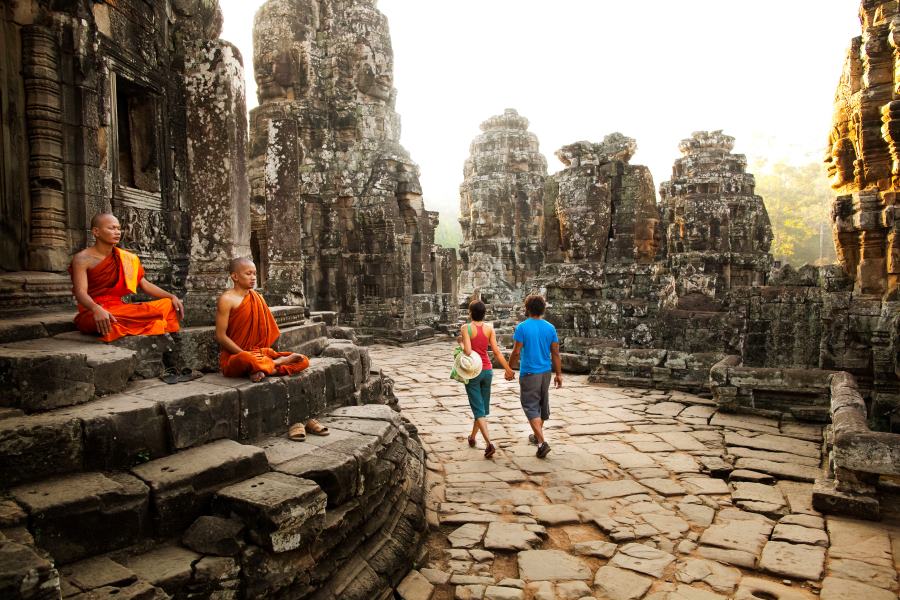 You can explore the unique architecture of the Angkor complex