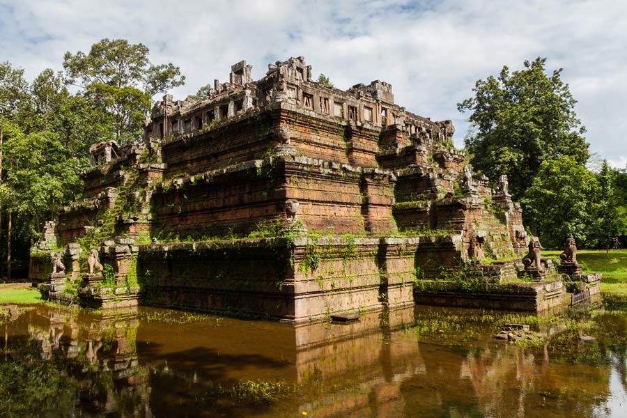 Phimeanakas is a temple located within the Angkor Thom complex in Cambodia, near the Victory Square and the Royal Palace area