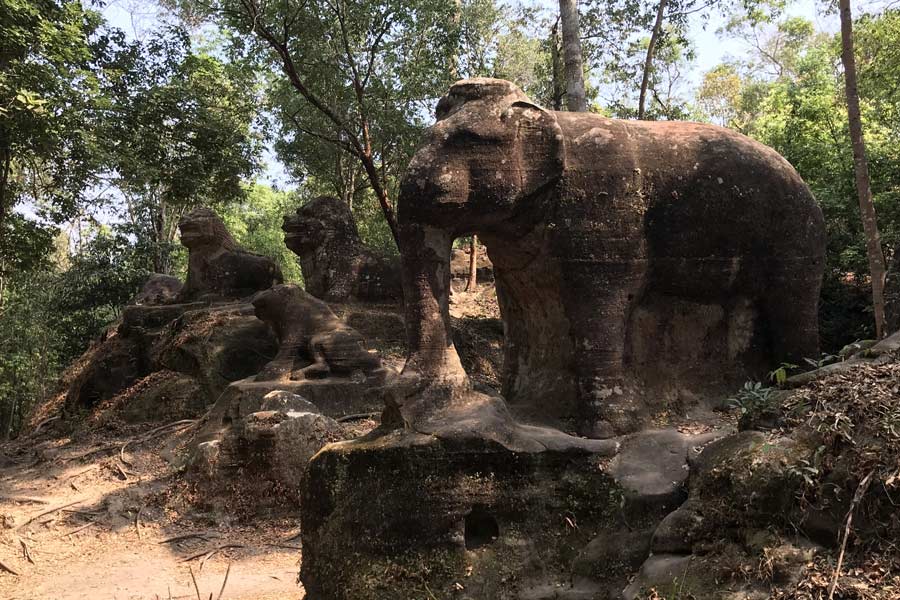 Srah Damrei, commonly known as Elephant Pond, is a historical site situated within the Phnom Kulen National Park in Cambodia, approximately 48 kilometers north of Siem Reap