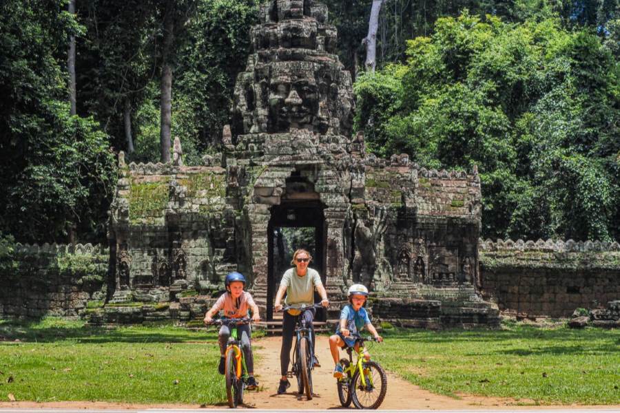 Start your journey in Siem Reap and cycle through the ancient temple complexes 