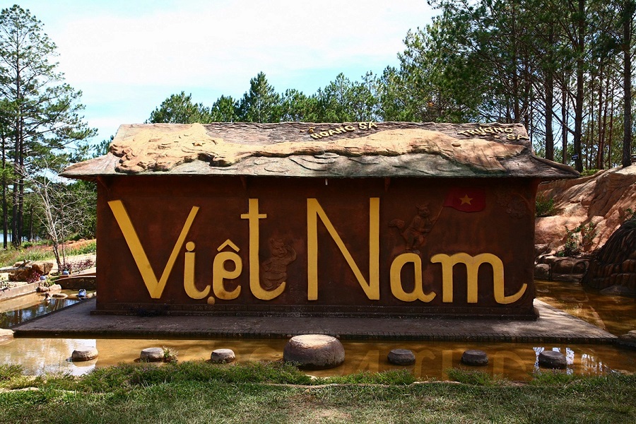 On top of the Red Basaltic House lies a Vietnam map