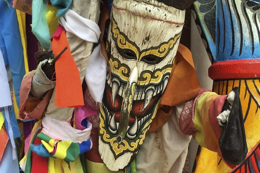 Colorful masks at Phi Ta Khon Festival