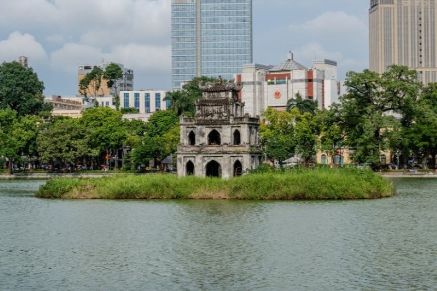Turtle Tower on Hoan Kiem Lake in Hanoi