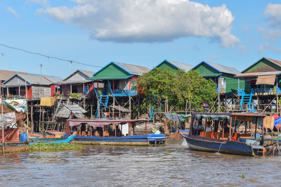 The floating village in Kampong Chhnang is a must-see destination when visiting the area 