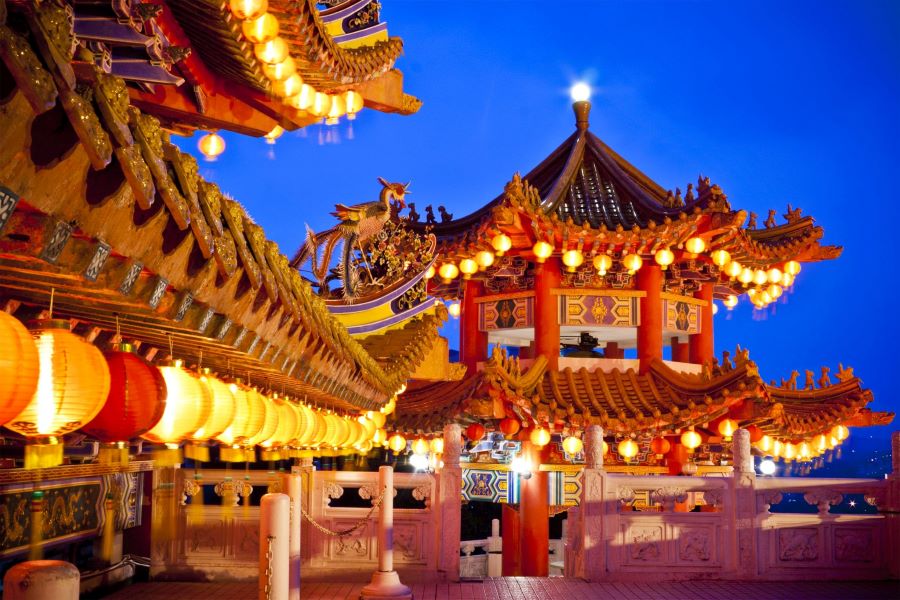 Thean Hou Temple is a famous temple with Chinese architecture located in Kuala Lumpur 