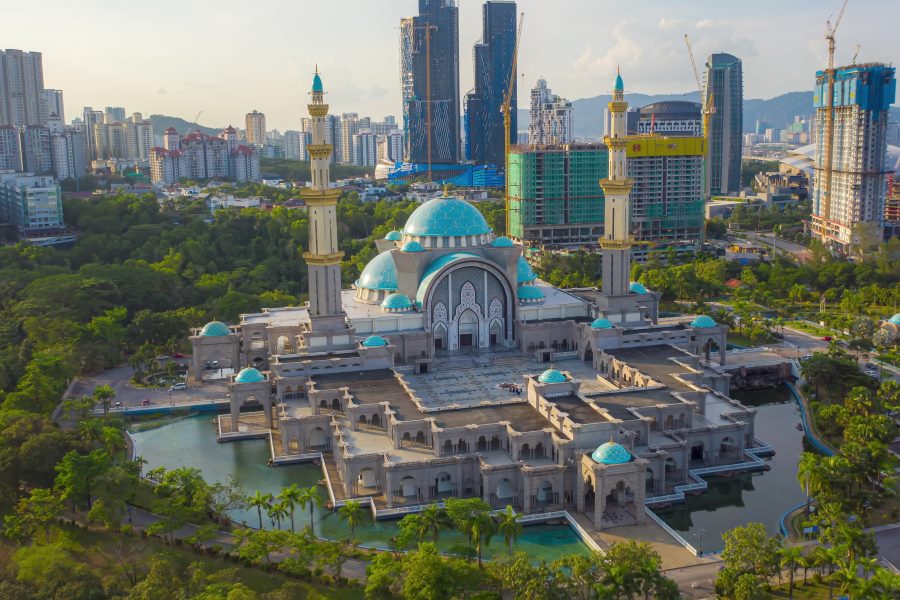 The Federal Territory Mosque is a notable structure in Kuala Lumpur