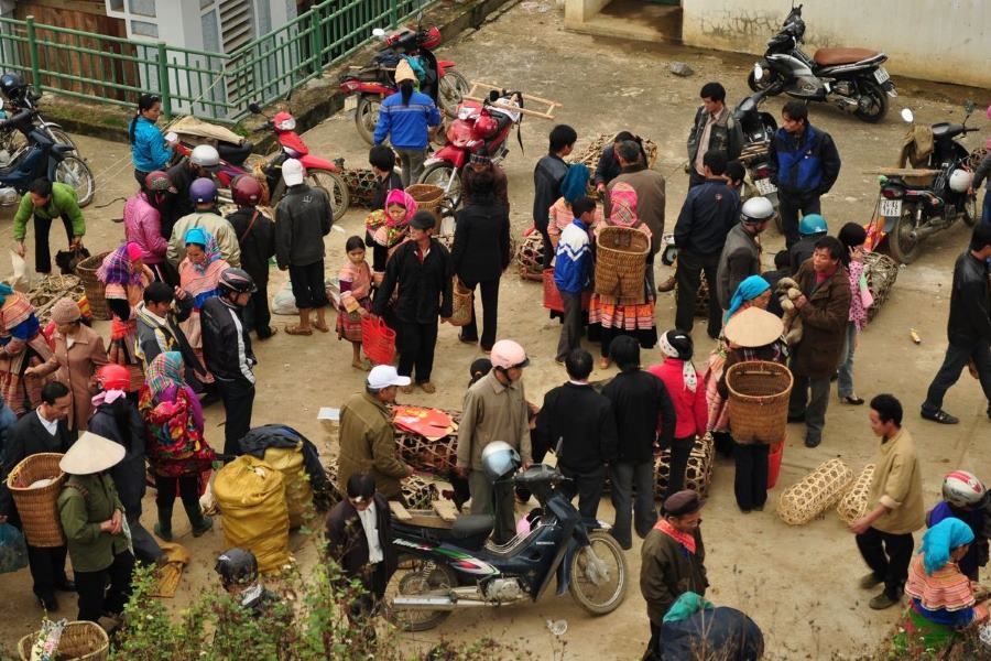 The lively livestock section in Bac Ha Market