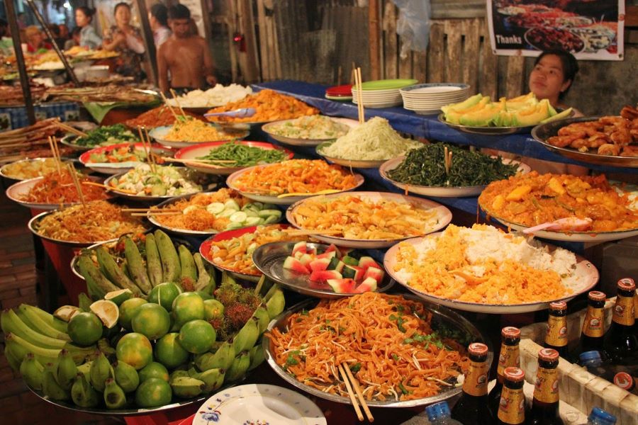 You can indulge in Cambodia's street food at the night market 