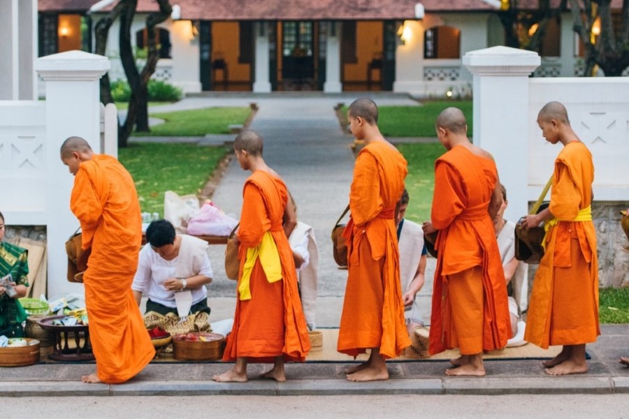 There's a beautiful Buddhist custom called the Alms Giving ceremony