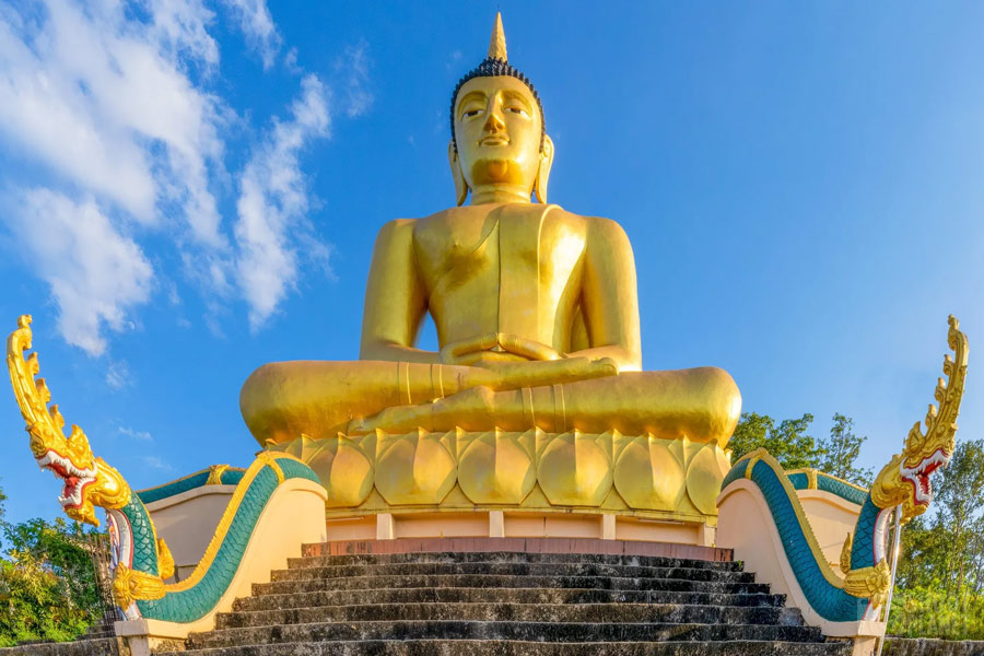 The Golden Buddha, situated at the sacred site of Wat Phou Salao, not only holds religious significance but also offers breathtaking panoramic views of Pakse and the meandering Mekong River