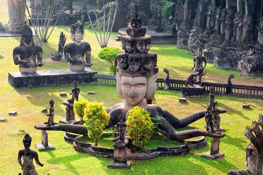  The sculptures of Indra, Shiva, and Vishnu are representative of Hindu deities and are commonly found in various cultural and religious contexts, including in sculpture parks like Buddha Park 