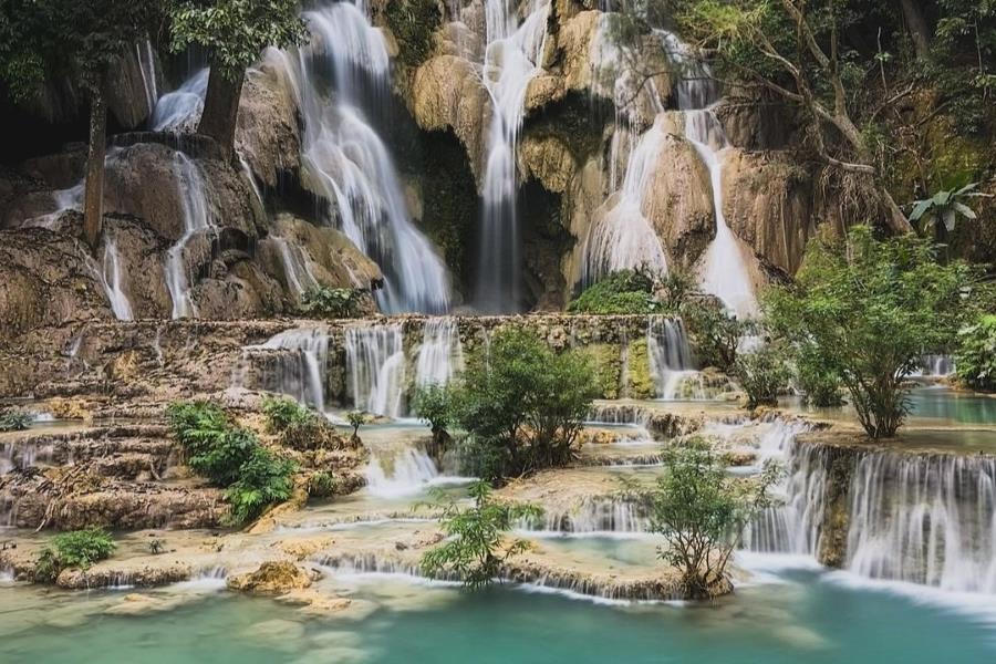 Kuang Si Waterfall is a popular tourist destination in Luang Prabang