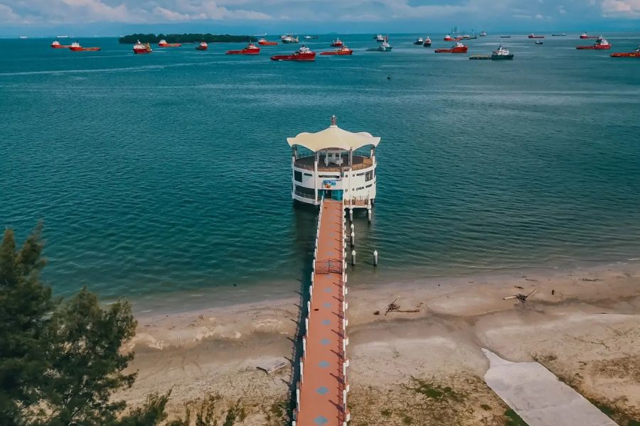 Beautiful blue sea at Labuan (