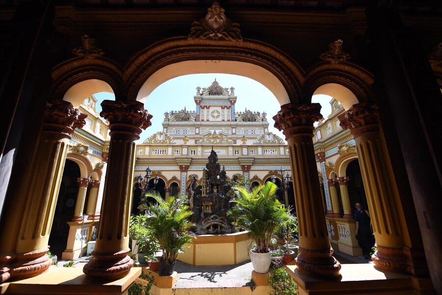 Vinh Trang Pagoda's Romanesque pillars