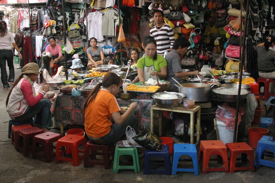 The Phnom Penh Central Market food section is located on the western side 