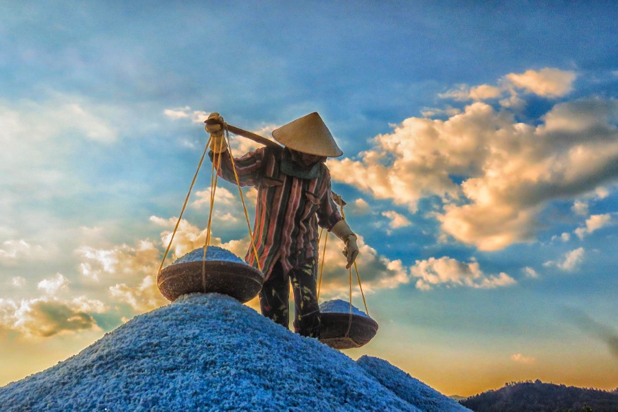 The beauty of working labor in the salt fields 