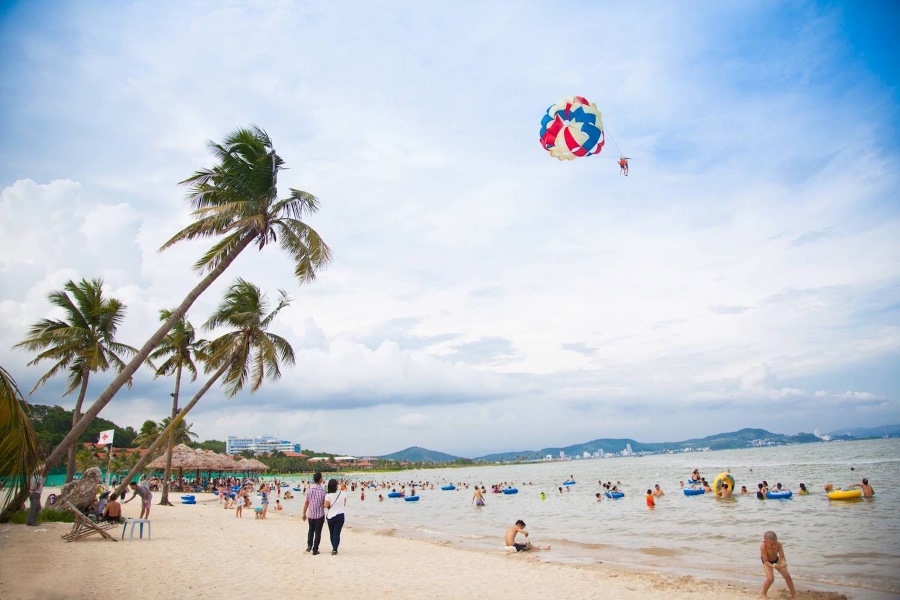 Kayaking, parasailing, and high-speed jet skiing at the beach