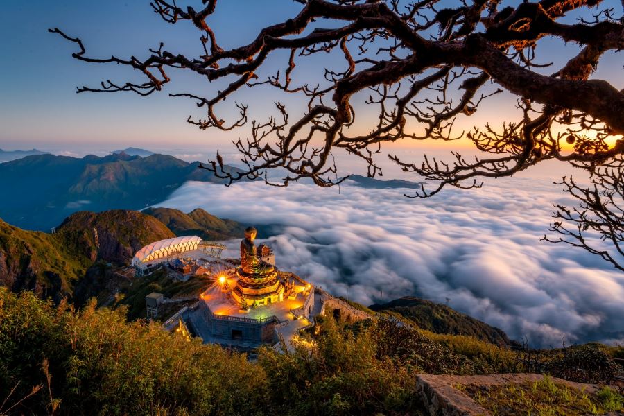 Bronze Buddha Statue on Fansipan Peak