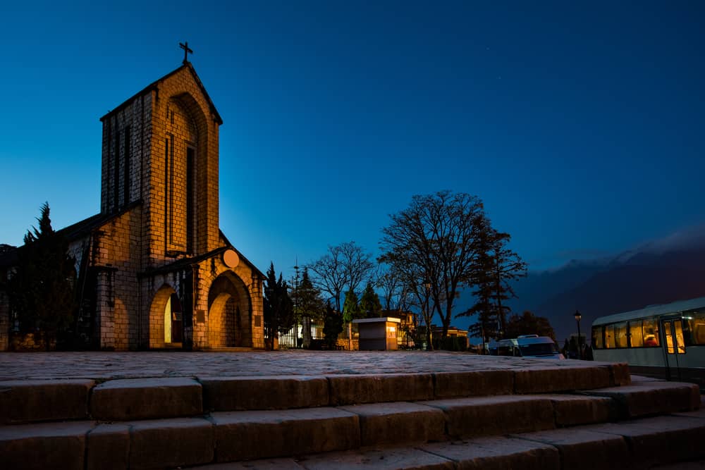 Sapa Church at night