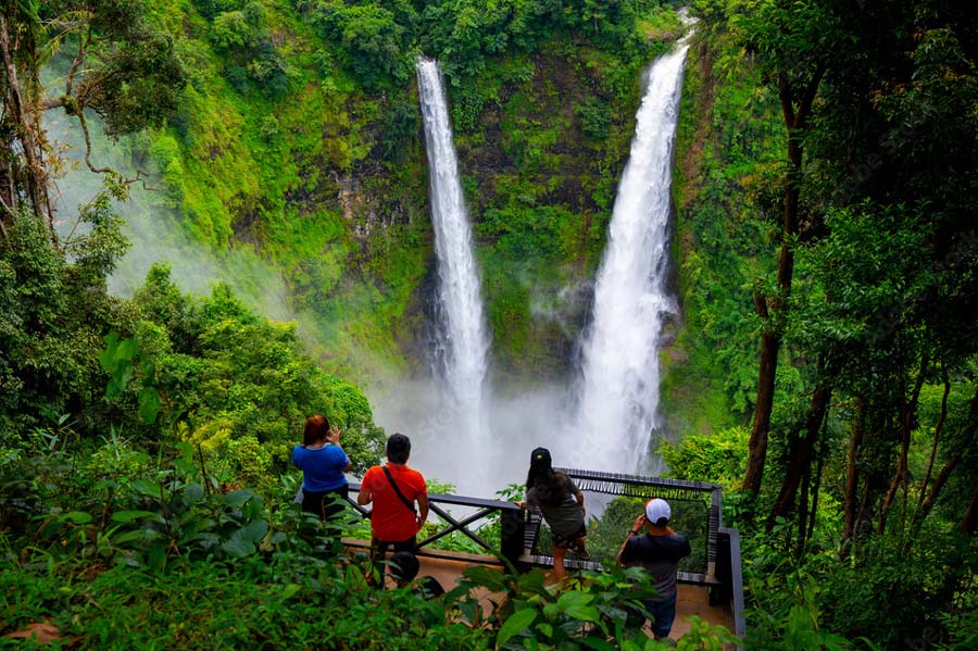 Take in the stunning natural scenery at Tad Fane Waterfall