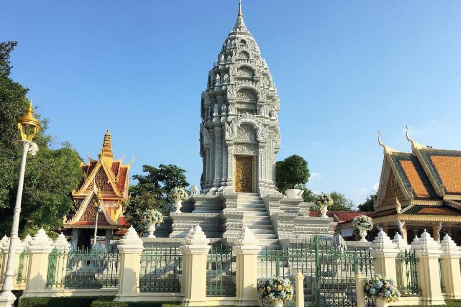 The ideal time to visit the Silver Pagoda in Phnom Penh is during the dry season