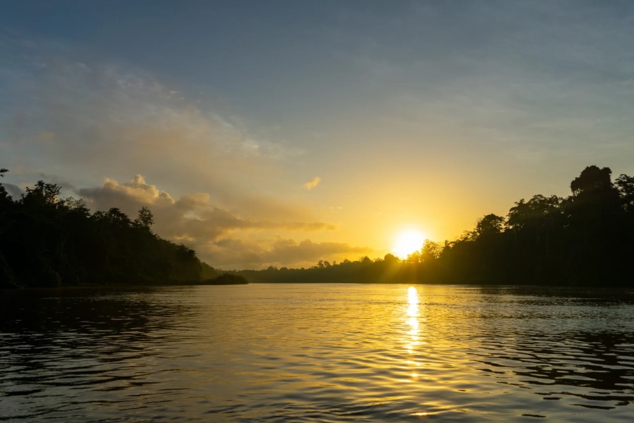 Sunset Kinabatangan River in Borneo Malaysia