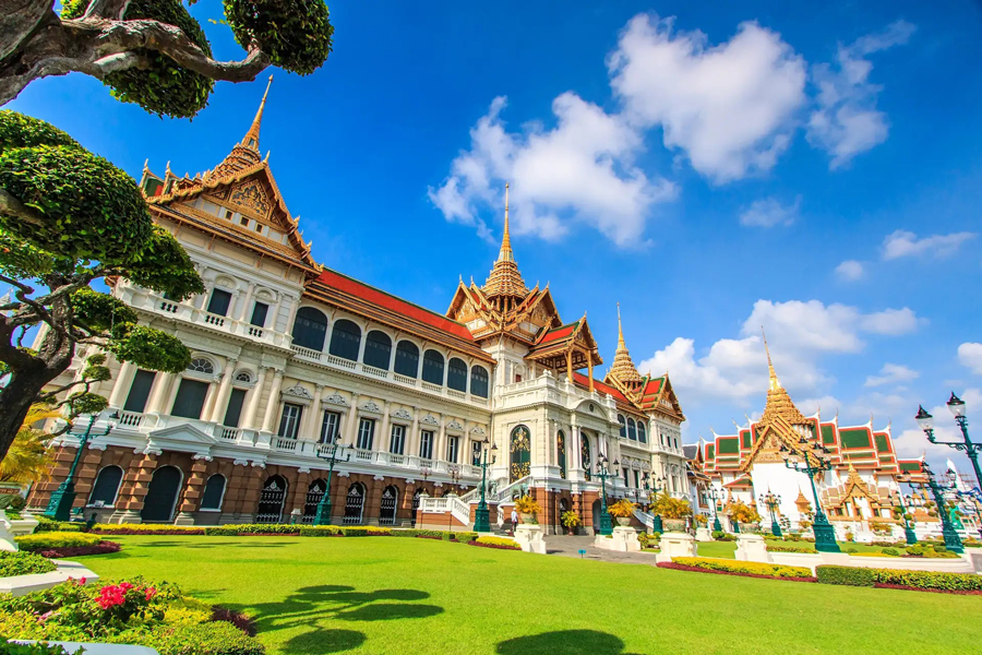 The majestic hall within the Thai Grand Palace stands as an architectural marvel, epitomizing the grandeur and ceremonial significance of this historic site