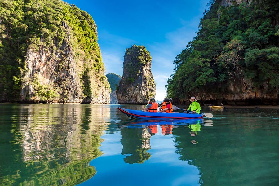 Kayaking is a popular activity in the bay due to its unique geography, which includes narrow channels, sea caves, and lagoons that are best navigated by small watercraft