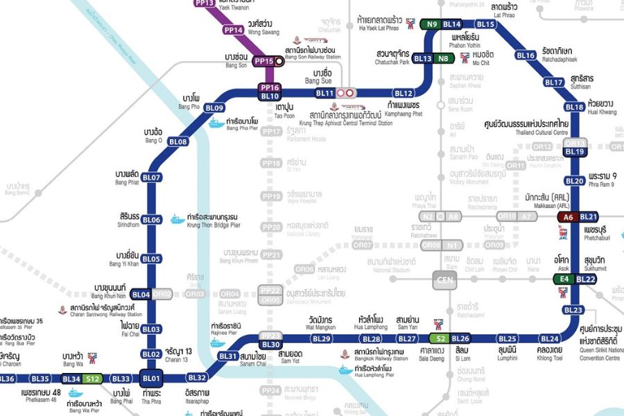 Bangkok MRT blue line map