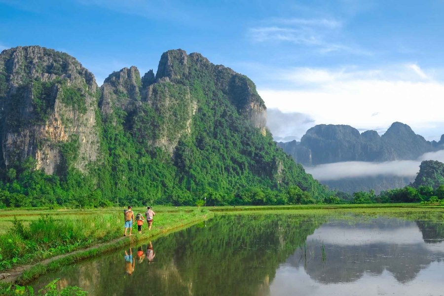 Vang Vieng is known for its peaceful countryside and cool, fresh air 