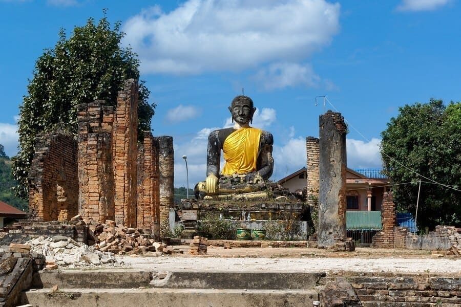 Wat Phia Wat stands out amidst numerous temples in Laos due to its remarkable Buddha statue 