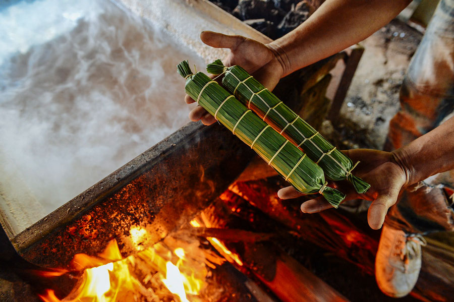 A step in the traditional salt making process