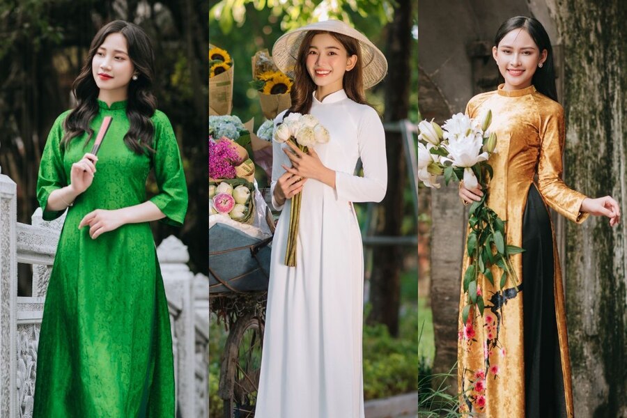 Various colorways and silhouettes of the dress. Photo: Ao dai Nhan