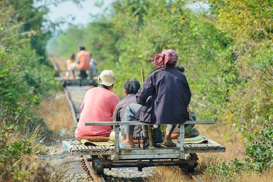 The bamboo train’s structure is fairly simple