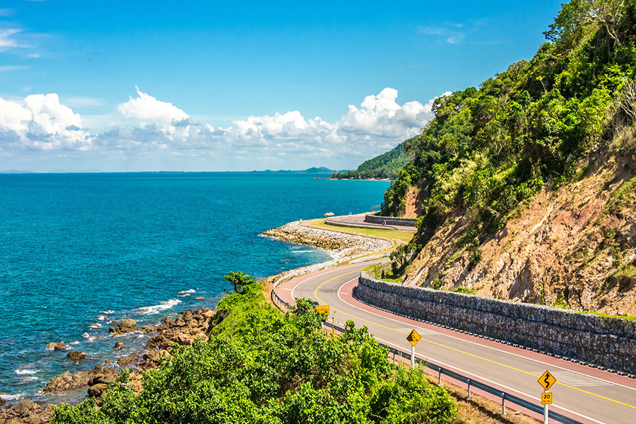 The Coast Road with sea and sky in Chanthaburi